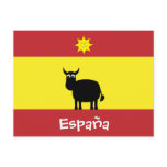 Cute Spanish Bull, Flag & Smiling Sun Postcard