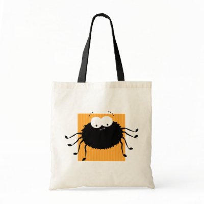 Cute Spider Halloween Novelty Tote Bags by LisaMarieDesign