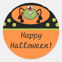 Cute Spider Happy Halloween Round Sticker