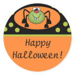 Cute Spider Happy Halloween Round Sticker