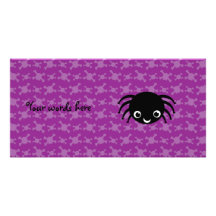 Cute spider purple skulls pattern photo card