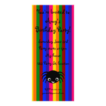 Cute spider rainbow stripes custom invitations