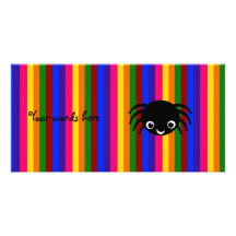 Cute spider rainbow stripes customized photo card