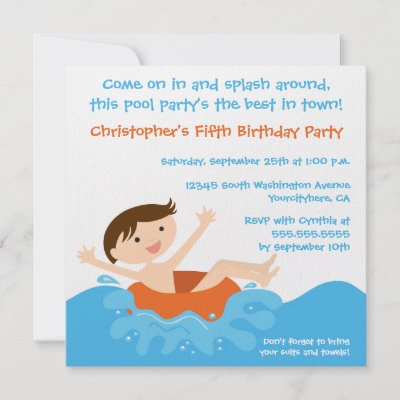 Cute Invitations on Cute Splash Boy S Pool Party Birthday Invitation At Zazzle Ca