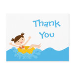 Cute splash girl's pool party thank you postcard
