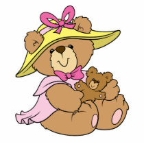 Cute Spring Bonnet Teddy Bear Photo Cut Out