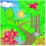 Cute Spring Naute Scene Photo Cut Outs