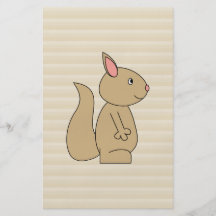 Cute Squirrel, Beige Stripe Background. Full Color Flyer