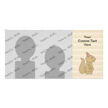 Cute Squirrel, Beige Stripe Background. Personalized Photo Card