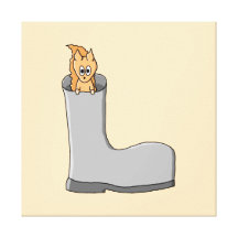 Cute Squirrel in a Boot. Stretched Canvas Print