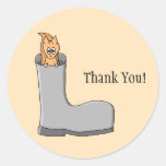 Cute Squirrel in a Boot. Thank You. Round Stickers