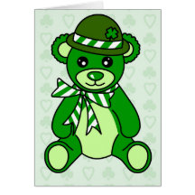 Cute St. Patrick's Day Teddy Bear Greeting Card