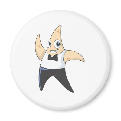 Cute Starfish Waiter Waving Hand Hi Hello Refrigerator Magnet by graphicdesigner