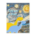 Cute Starry Night Dinosaurs Postcard
