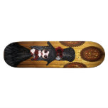 Cute Steampunk Goth Girl & Cog Clocks Skateboard
