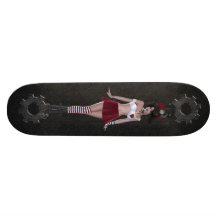 Cute Steampunk Goth Girl & Gears Black Skateboard