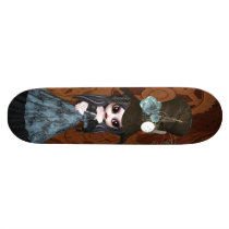 Cute Steampunk Goth Girl & Gears Skateboard