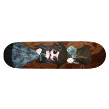 Cute Steampunk Goth Girl & Gears Skateboard