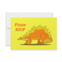 Cute Stegosaurus Dinosaur Cartoon Template Personalized Invitation