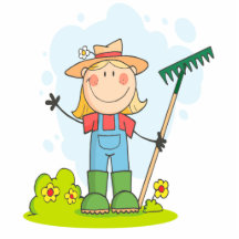 cute stick figure girl gardener farmer photo cutouts