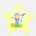 cute stick figure girl gardener farmer stickers