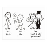 Cute Stick Figures Save the Date Postcards