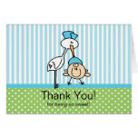 Cute Stork Baby Boy Baby Shower Greeting Card