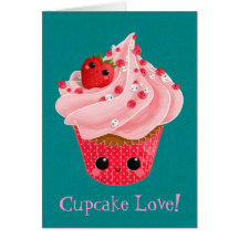 Cute Strawberry Cupcake Card