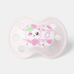 Cute Strawberry pink Kawaii Panda bear monogram pacifiers