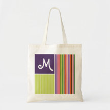 Cute Stripes; Purple & Green Tote Bag