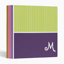 Cute Stripes; Purple & Green Vinyl Binders