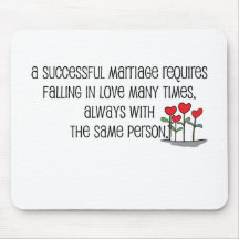 Cute, "Successful Marriage" quote Mousepad