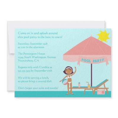 Cute summertime pool party 5x7 invitation by Jamene