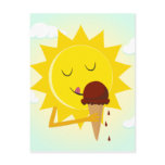 Cute sun eating an ice cream cone postcard