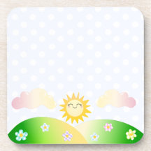 Cute sun kawaii cartoon coaster