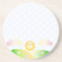 Cute sun kawaii cartoon drink coaster