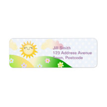 Cute sun kawaii cartoon custom return address label