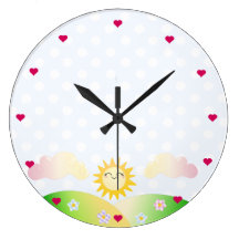 Cute sun kawaii cartoon round wallclocks