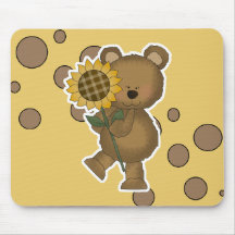 Cute Sunflower Teddy Bear Mouse Mats