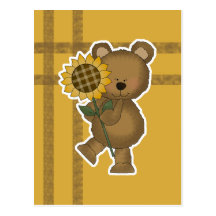 Cute Sunflower Teddy Bear Post Card