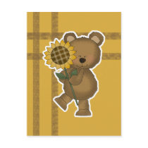 Cute Sunflower Teddy Bear Post Card