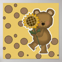 Cute Sunflower Teddy Bear Poster