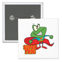 cute super frog superhero cartoon pin