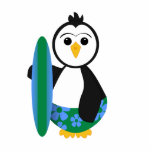 Cute Surfer Penguin Acrylic Cut Out