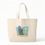 cute surfer teddy bear tote bags