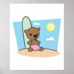 cute surfer teddy bear print