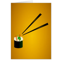 Cute Sushi Roll In Corner With Chopsticks