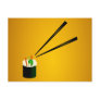 Cute Sushi Roll In Corner With Chopsticks