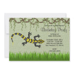 CUTE Sweet Black Lizard Vines Jungle Birthday Invitation