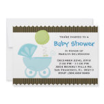 CUTE Sweet Blue Carriage Baby Shower invitations